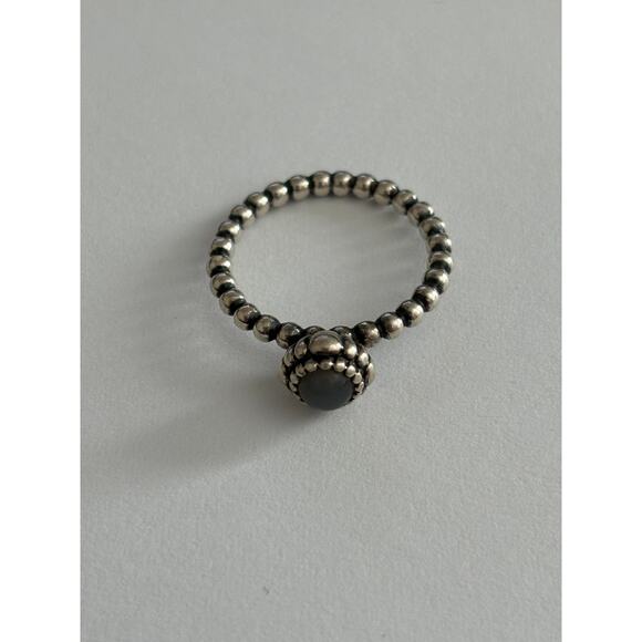 Pandora Sterling Silver Ring Grey Stone Size 7.5 Authentic - Picture 2 of 4